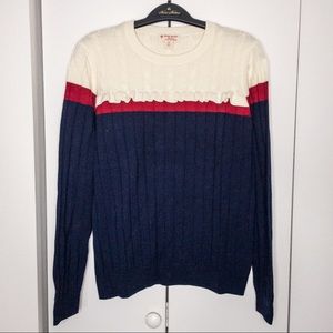 Wool Brooks Brothers Red Fleece Ruffle Sweater